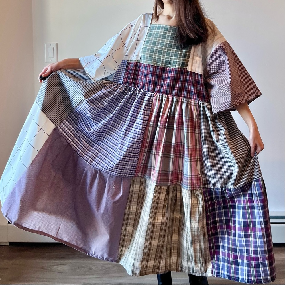 Handmade Quilted Patchwork Plaid Dress SKU 01174 - Picture 13 of 16
